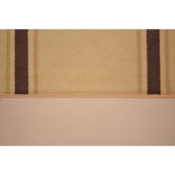 Solid Border Design Cut to Size Brown Color 31 .5 Width x Your Choice Length Custom Size Slip Resistant Runner Rug