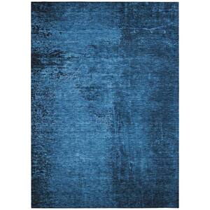 HomeRoots Navy Blue 3 ft. x 5 ft. Woven Abstract Rectangle Indoor ...