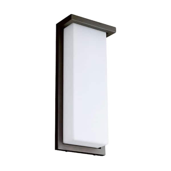 Sunlite 14 in. Bronze Integrated LED Slim Rectangle Outdoor Hardwired Wall Sconce Selectable CCT