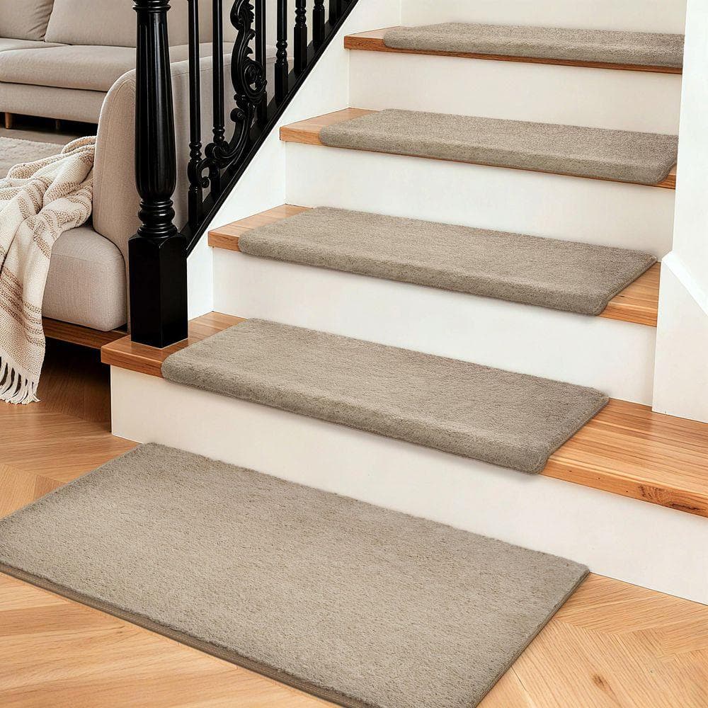 PURE ERA Plush Cream Gray 9.5 in. x 30 in. x 1.2 in. Bullnose
