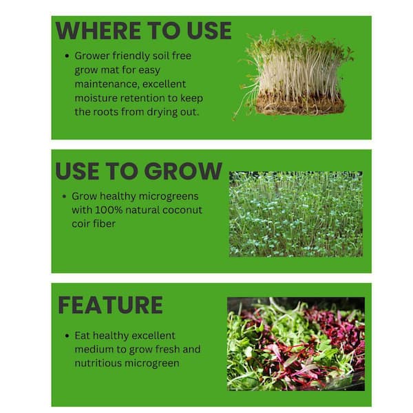 Coco Coir Fiber Hydroponic Microgreen Grow Mat Seed Starter for 10 in. x 20 in. Trays (10-Pack)