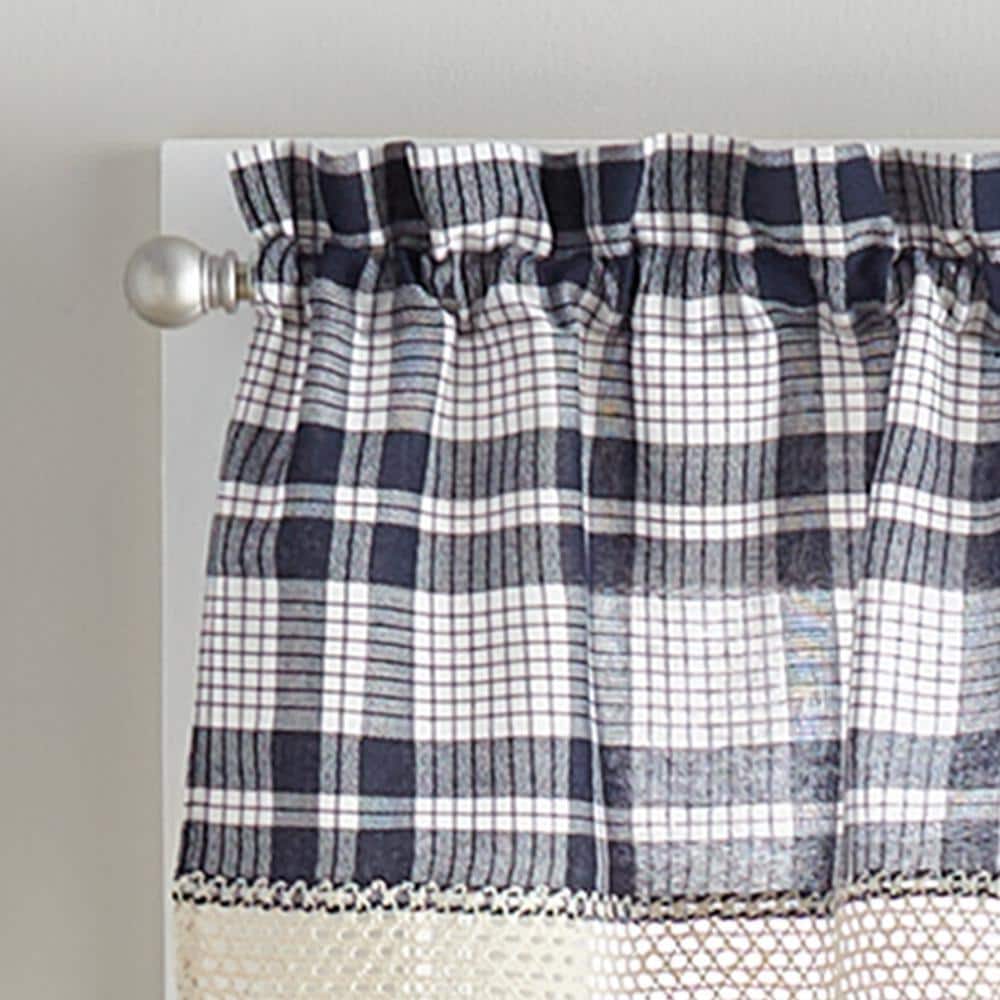 Curtainworks Seaton Indoor Polyester Light Filtering Rod Pocket Valance , Navy , 28"x36", Adult