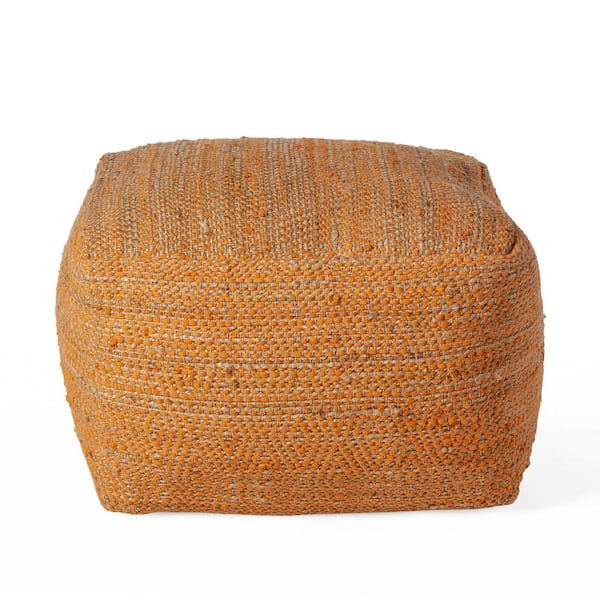 Noble House Abella Orange Square Pouf