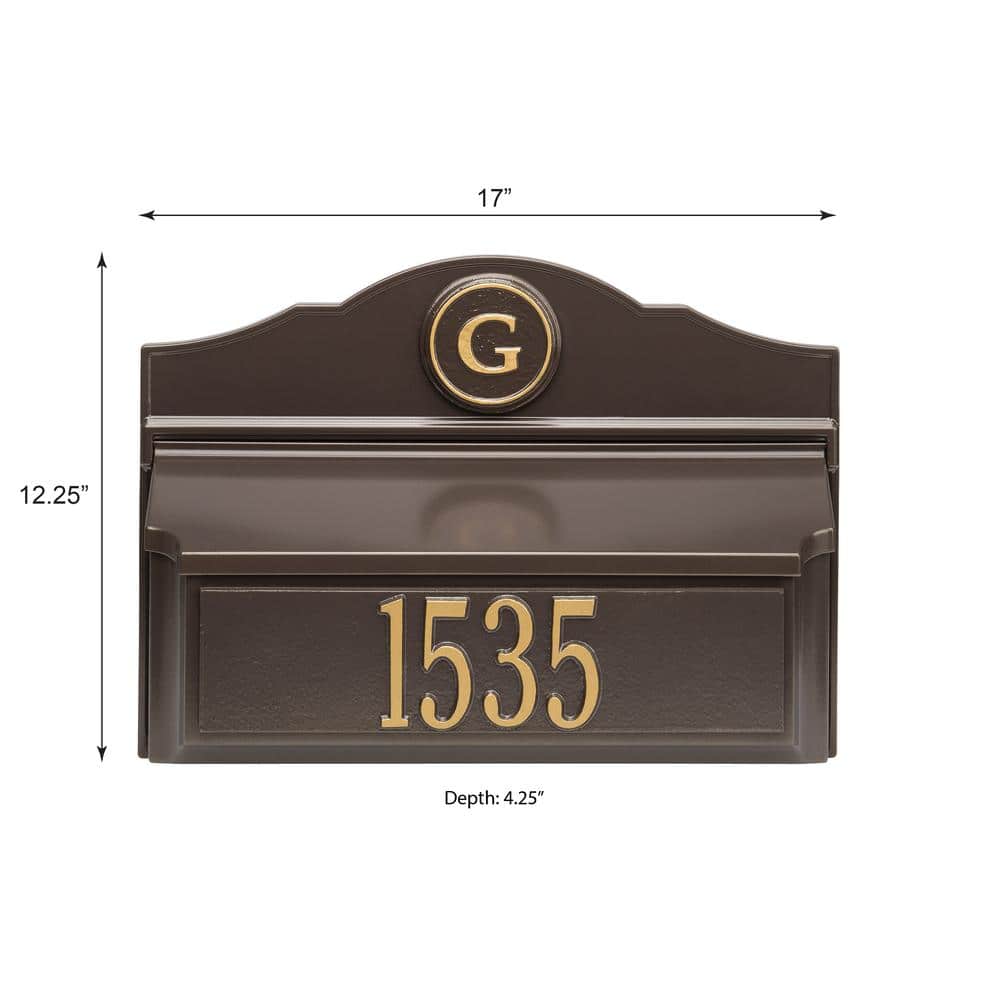 Bronze and Gold Personalized Colonial Wall Mounted Mailbox
