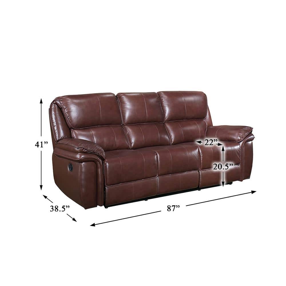 Brown Faux Leather Lawson Reclining Sofa with Wood Frame