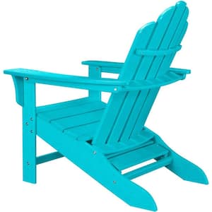 All-Weather Patio Adirondack Chair with Hide-Away Ottoman in Aruba Blue