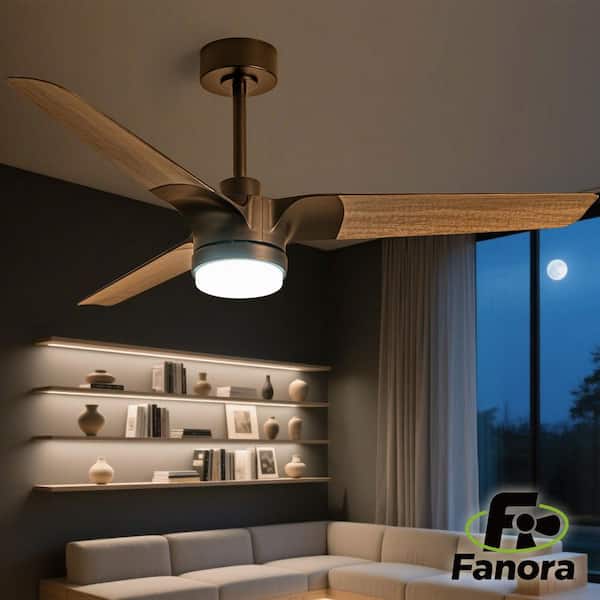 52 in. Indoor Black Propeller Reversible Blade Smart LED Ceiling Fan with DC Motor, Remote Control and Downrod Included