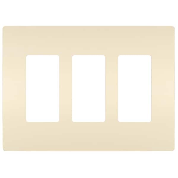 radiant 3-Gang 3-Decorator/Rocker Screwless Wall Plate, Light Almond (1-Pack)