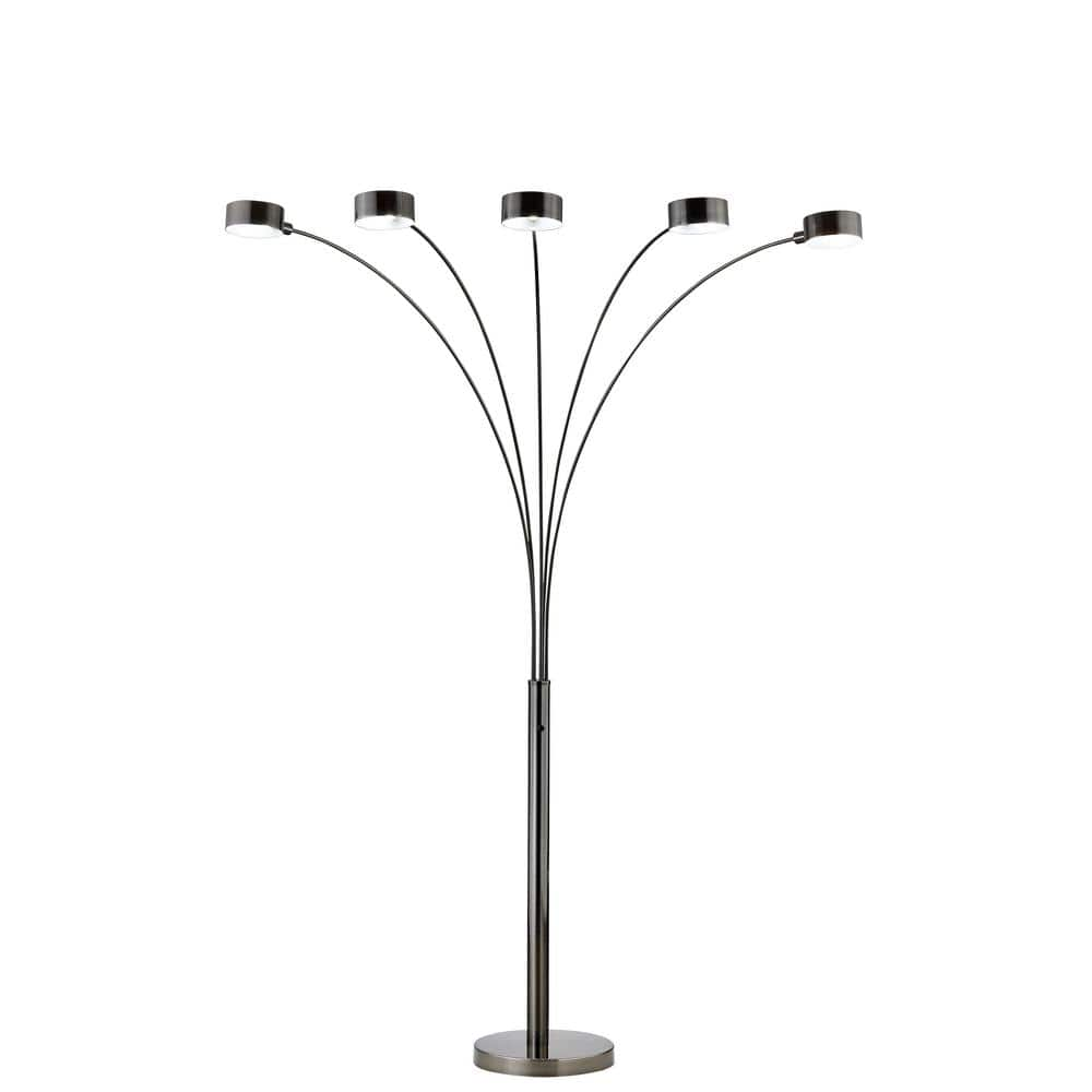 ARTIVA USA Micah Pro 88 in. H in. Brushed Black Steel LED 5-Arched ...