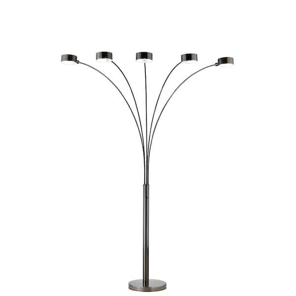 ARTIVA USA Micah Pro 88 in. H in. Brushed Black Steel LED 5-Arched ...