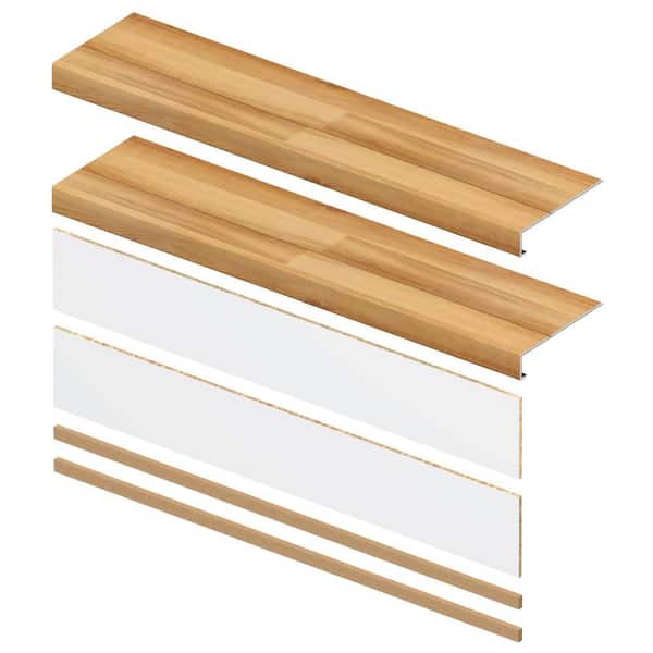 Pinecrest 6.5 mm x 46 in. x 12 in. Exact Match Large Square Nose Stair Tread + Riser Combo Kit (2-Pack)