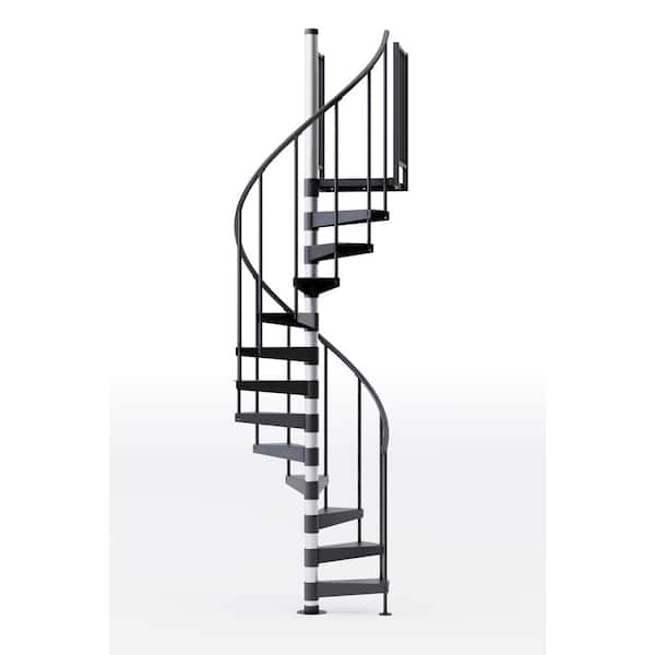 Mylen STAIRS Reroute Prime Interior 42in Diameter, Fits Height 85in - 95in, 2 42in Tall Platform Rails Spiral Staircase Kit