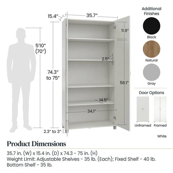 Black Locking Metal Storage Cabinet with 4-Adjustable Shelves