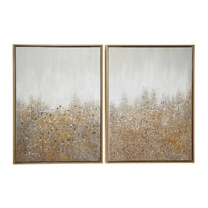 2- Panel Geode Glitter Flakes Framed Wall Art with Gold Frame 40 in. x 30 in.