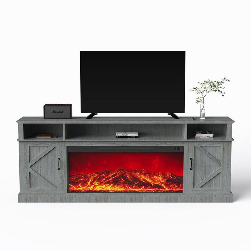 85 in. Freestanding MDF Smart Electric Fireplace TV Stand in Gray price history on PriceWatchPro