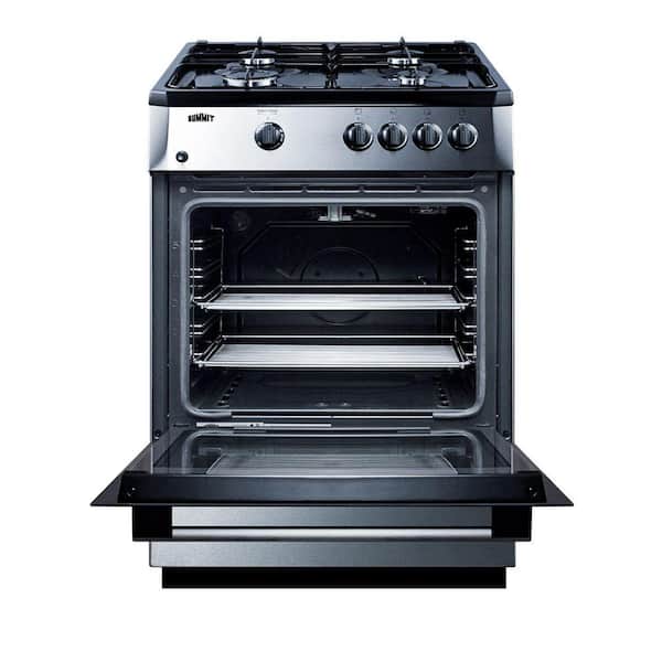 24 in. 2.7 cu. ft. Slide-In Gas Range in Stainless Steel and Black