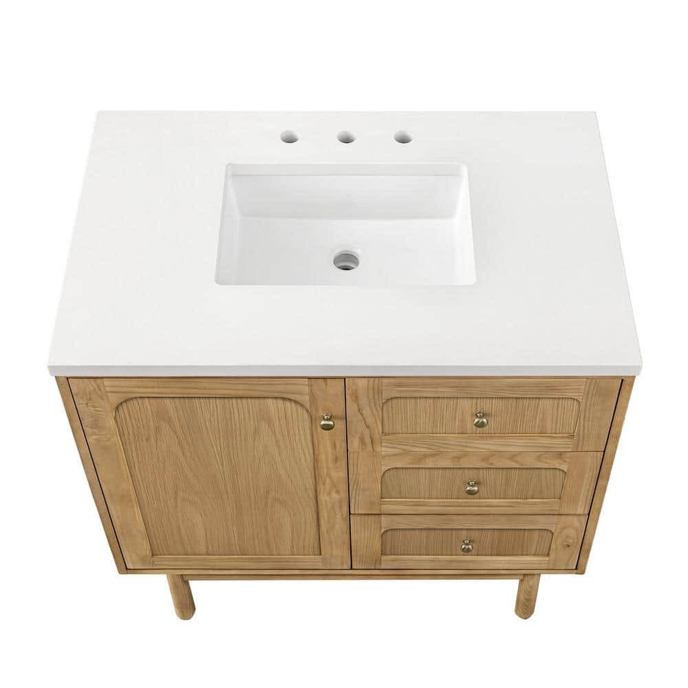 Laurent 36'' Light Natural Oak Single Vanity with Quartz Top