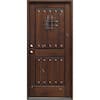 36 in. x 80 in. Rustic Mahogany Type Right-Hand Inswing Stained Distressed Speakeasy Solid Wood Prehung Front Door
