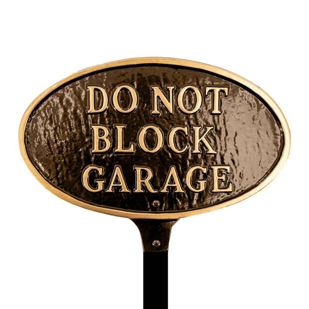 6 in. x 10 in. Small Oval Do Not Block Garage Statement Plaque Sign with Lawn Stake - Oil Rubbed/Gold price history on PriceWatchPro