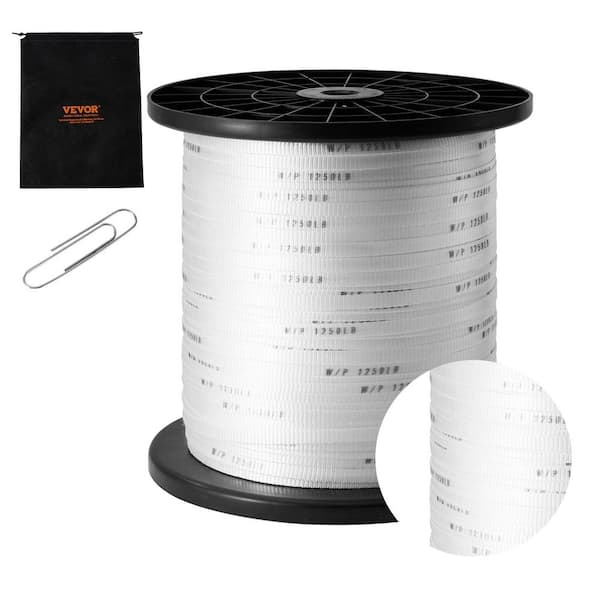 VEVOR Polyester Pull Tape 1/2 in. x 1053 ft. Tape Flat Rope 1250 lbs. for Wire Cable Conduit Work Variable Functions White