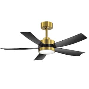 Valentine 42 in. Indoor Integrated LED Gold Ceiling Fan with Light, Propeller Blades and Remote Control Included