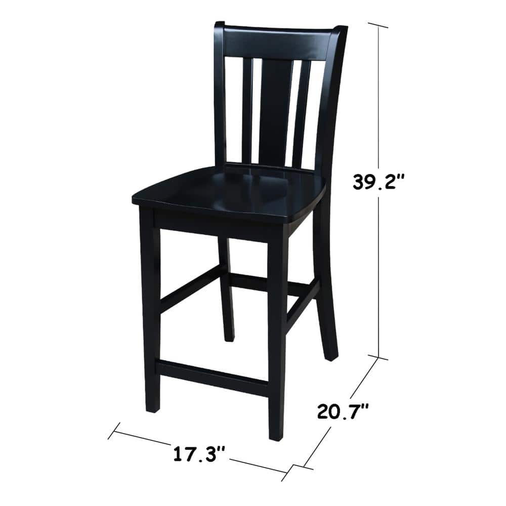 San Remo Solid Wood 24" Black Counter Height Stool