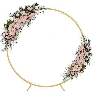 78.74 in. x 78.74 in. Metal Arbor Round Backdrop Stand Circle Arch Frame Flower Ring, Gold