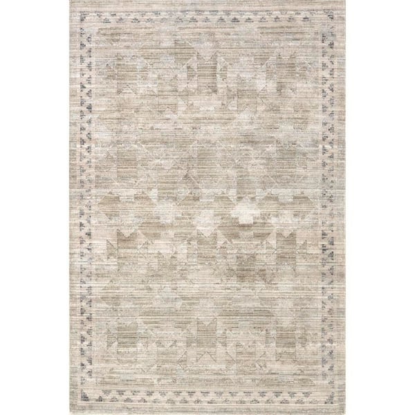 Shia Bordered Washable Beige 2 ft. x 3 ft. Outdoor Area Rug