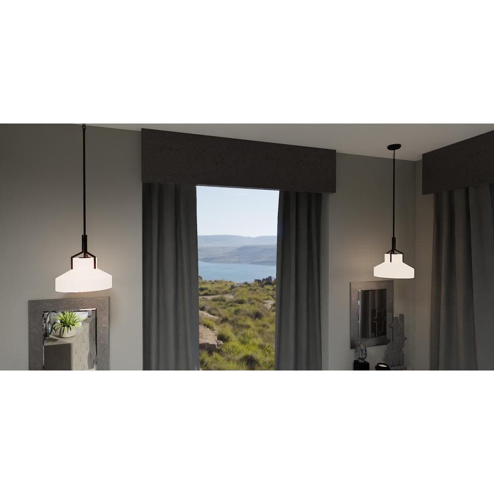 Brecken 16" Old Bronze Pendant Light with Alabaster Glass Shade