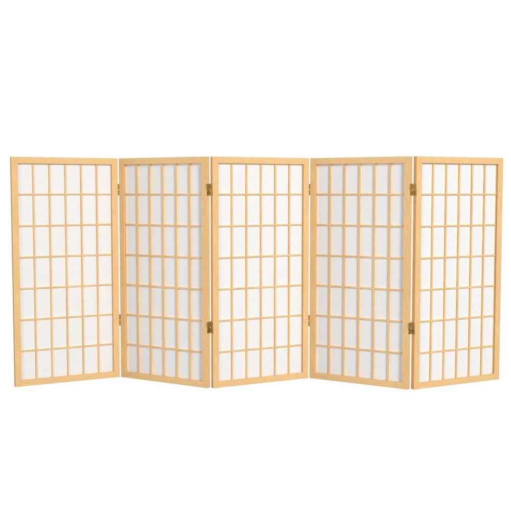 Natural 5-Panel Shoji Screen Room Divider