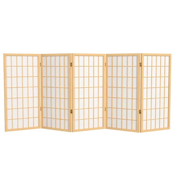 3 ft. Short Window Pane Shoji Screen - Natural - 5 Panels