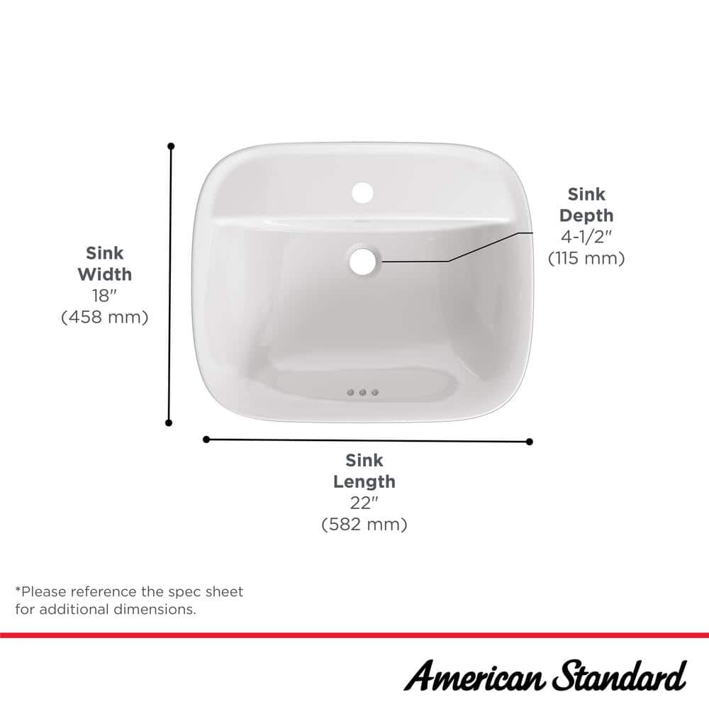 Aspire 22'' White Ceramic Rectangular Bathroom Sink