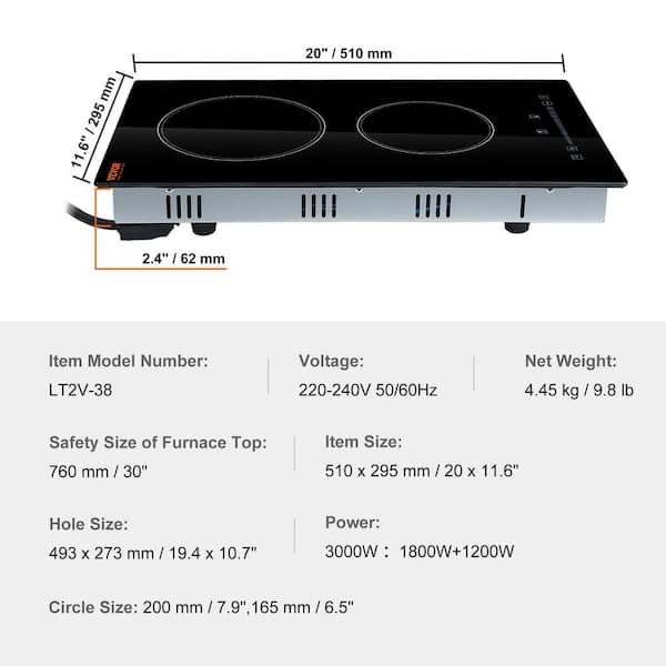 VEVOR Built-In Induction Cooktop 30 inch 5 Burners 220V Ceramic Glass Electric Stove Top with Knob Control Timer & Child Lock Included 9 Power