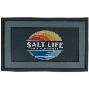 Salt Life Vintage Rays Frame Gray 18 in. x 30 in. Recycled Rubber Indoor/Outdoor Door Mat