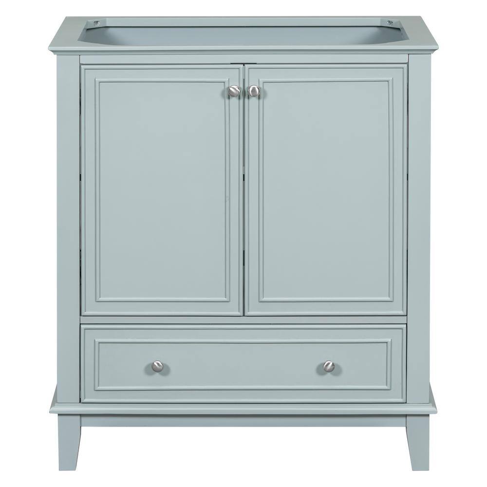 30 in. Freestanding Bath Vanity Cabinet without Top in Green, Silver Metal Knobs, Drawer Slides, Back Open price history on PriceWatchPro