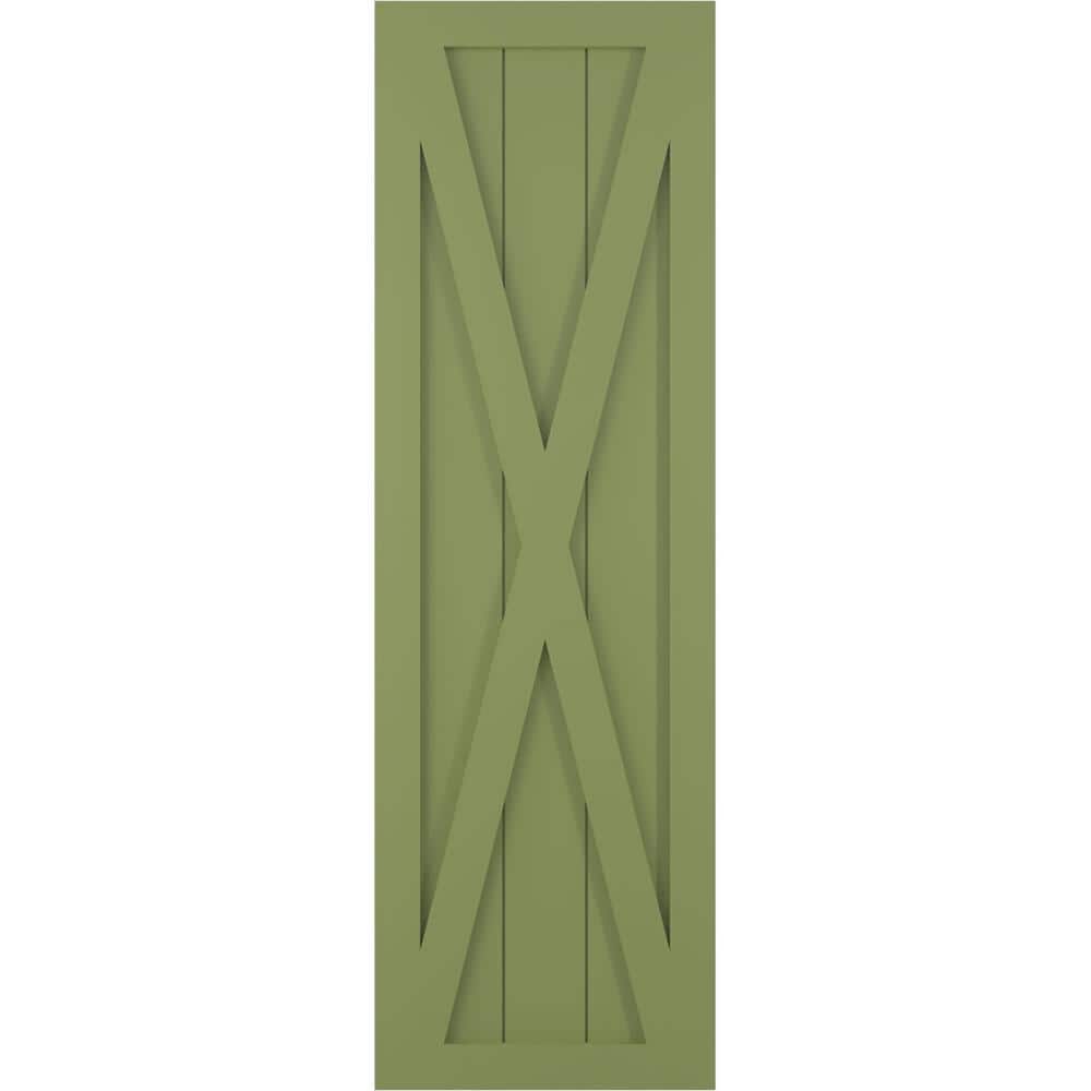 12 in. x 55 in. True Fit PVC Single X-Board Farmhouse Fixed Mount Board and Batten Shutters Pair in Moss Green price history on PriceWatchPro