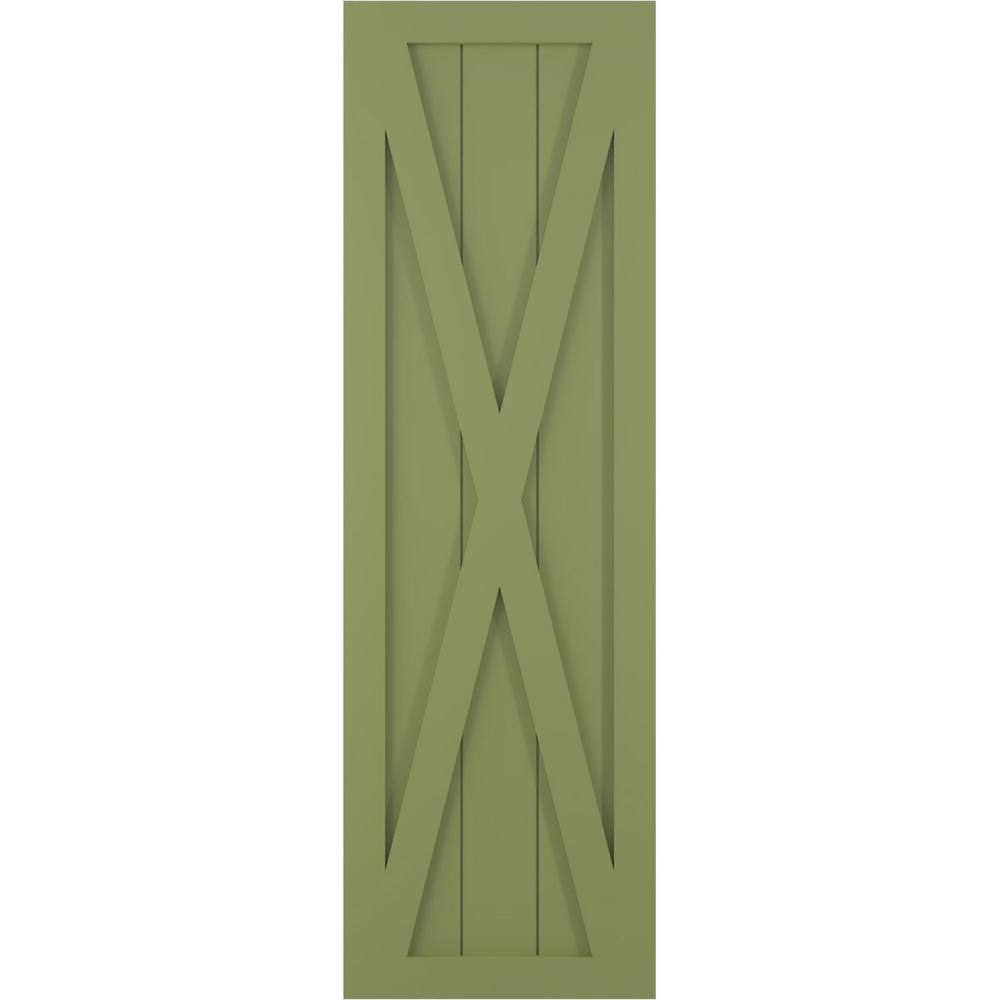 18 in. x 29 in. True Fit PVC Single X-Board Farmhouse Fixed Mount Board and Batten Shutters Pair in Moss Green price history on PriceWatchPro