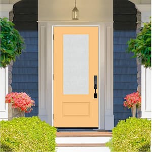 Legacy 36 in. x 80 in. Universal Handing 3/4 Lite Rain Glass Primed Jackfruit Finish Fiberglass Front Door Slab