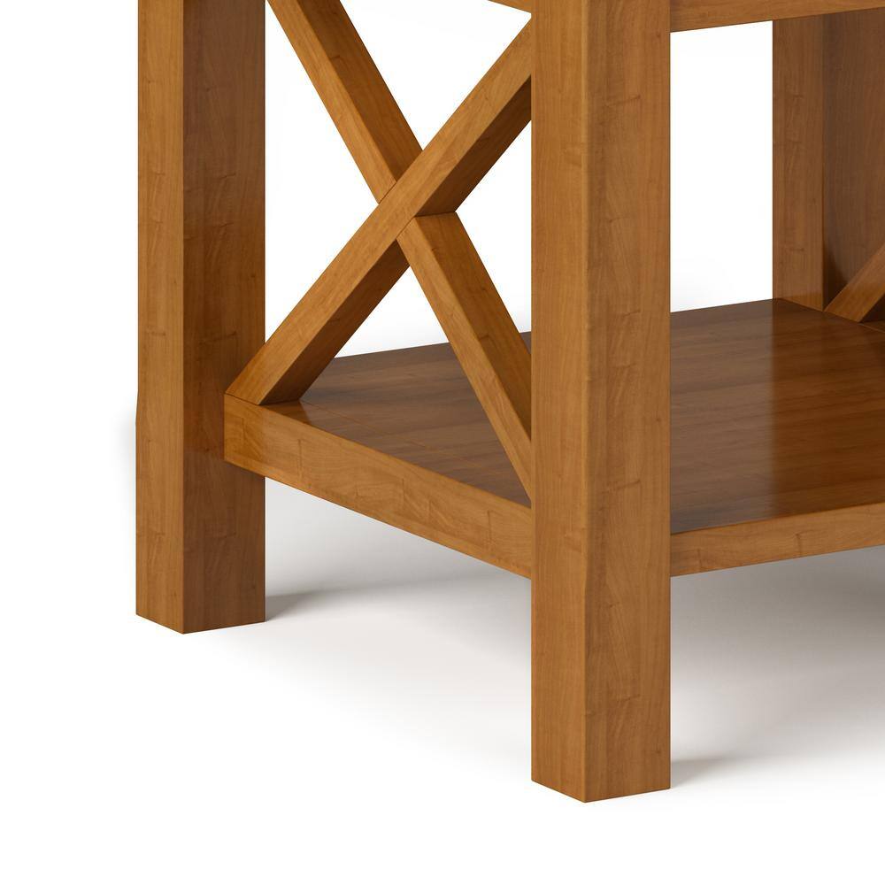 Kitchener Light Golden Brown Solid Wood Square End Table with Storage