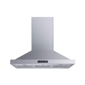 36 in. Convertible Island Mount Range Hood in Stainless Steel with Stainless Steel Baffle Filters and LED Lights