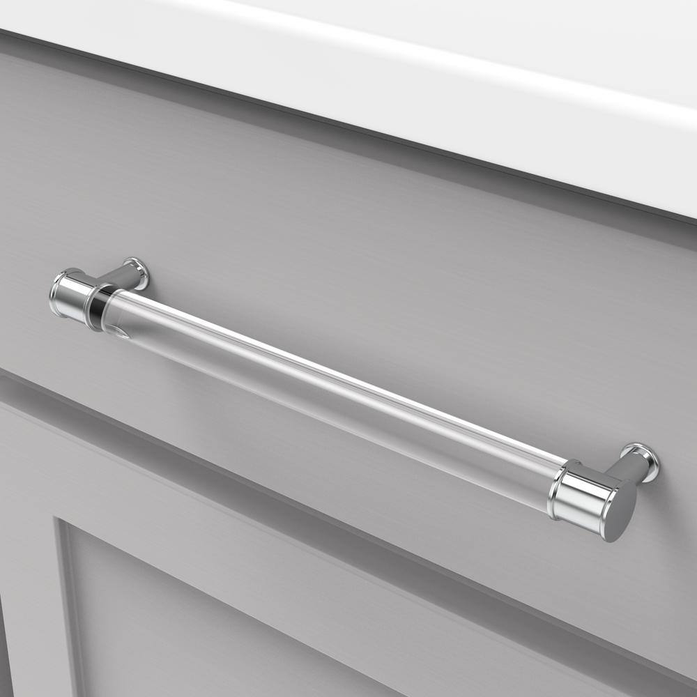 Chrome and Clear Acrylic Modern Bar Cabinet Handle