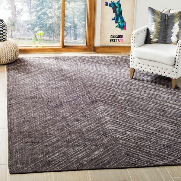 Mirage 9 ft. x 12 ft. Charcoal Solid Color Chevron Area Rug