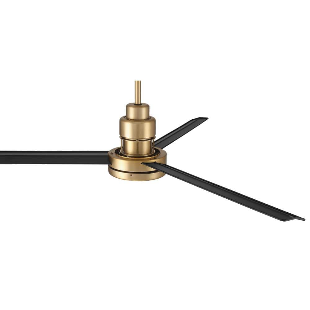 54" Satin Brass and Black Modern Ceiling Fan with Remote