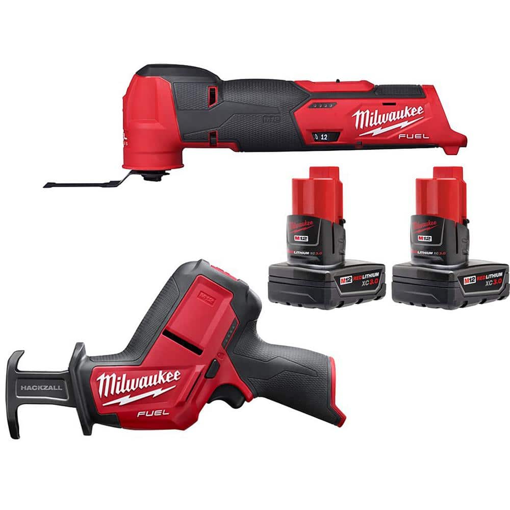 Milwaukee M12 FUEL 12V Lithium-Ion Cordless Oscillating Multi-Tool and  HACKZALL with two 3.0 Ah Batteries 2526-20-2520-20-48-11-2412 The Home  Depot