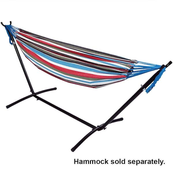 Sunnydaze Decor 8 3 Ft Steel Adjustable Space Saving Brazilian Hammock Stand In Black Un9hs Black The Home Depot