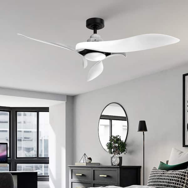 54 in. Indoor Integrated LED Matte Black Ceiling Fan with Light and Remote Control