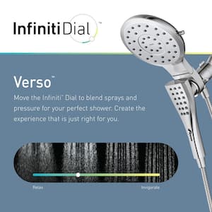 Verso 8-Spray Patterns with 1.75 GPM 7 in. Wall Mount Dual Handheld Shower Heads with Infiniti Dial in Matte Black