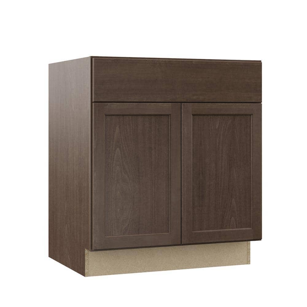 Hampton Bay Shaker Assembled 30 x 34.5 x 21 in. Bathroom Vanity Base Cabinet in Brindle