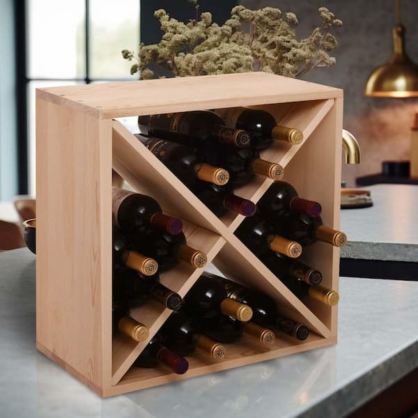 Aoibox 24-Bottle Burlywood Modular Wine Rack, Stackable Wine