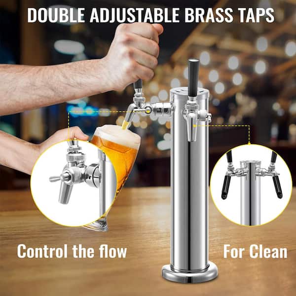 Single Tap Triple Faucet Draft Beer Tower Bar Pub Kegerator Stainless Silver 